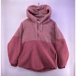 Victoria's Secret Pink Sherpa Half Zip Hoodie Rose/Pink Sz M